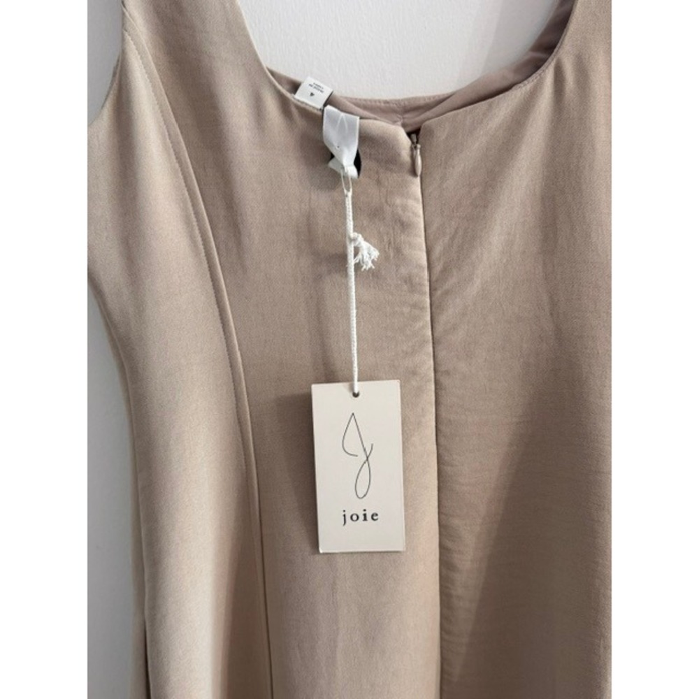 Joie Tan Beige Sleeveless Scoop Neck Midi Dress with Pockets Size 4 NWT - Picture 7 of 8